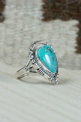 Navajo Turquoise and Sterling Silver Ring - Daniel Benally - Size 8.25