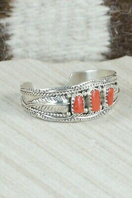 Coral and Sterling Silver Bracelet - Harrison & Betty Begaye
