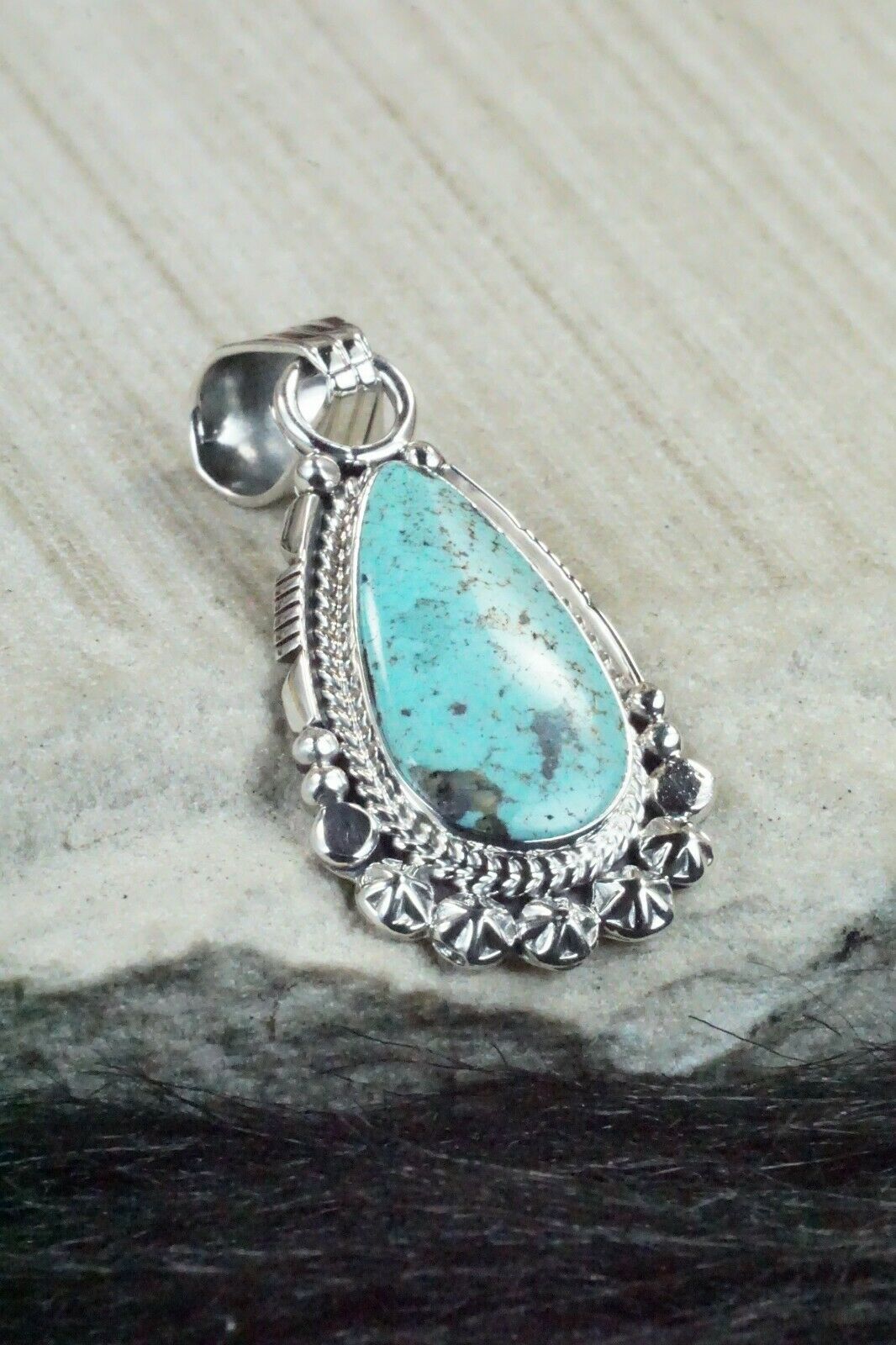 Turquoise and Sterling Silver Pendant - Bobby Platero - High Lonesome Trading