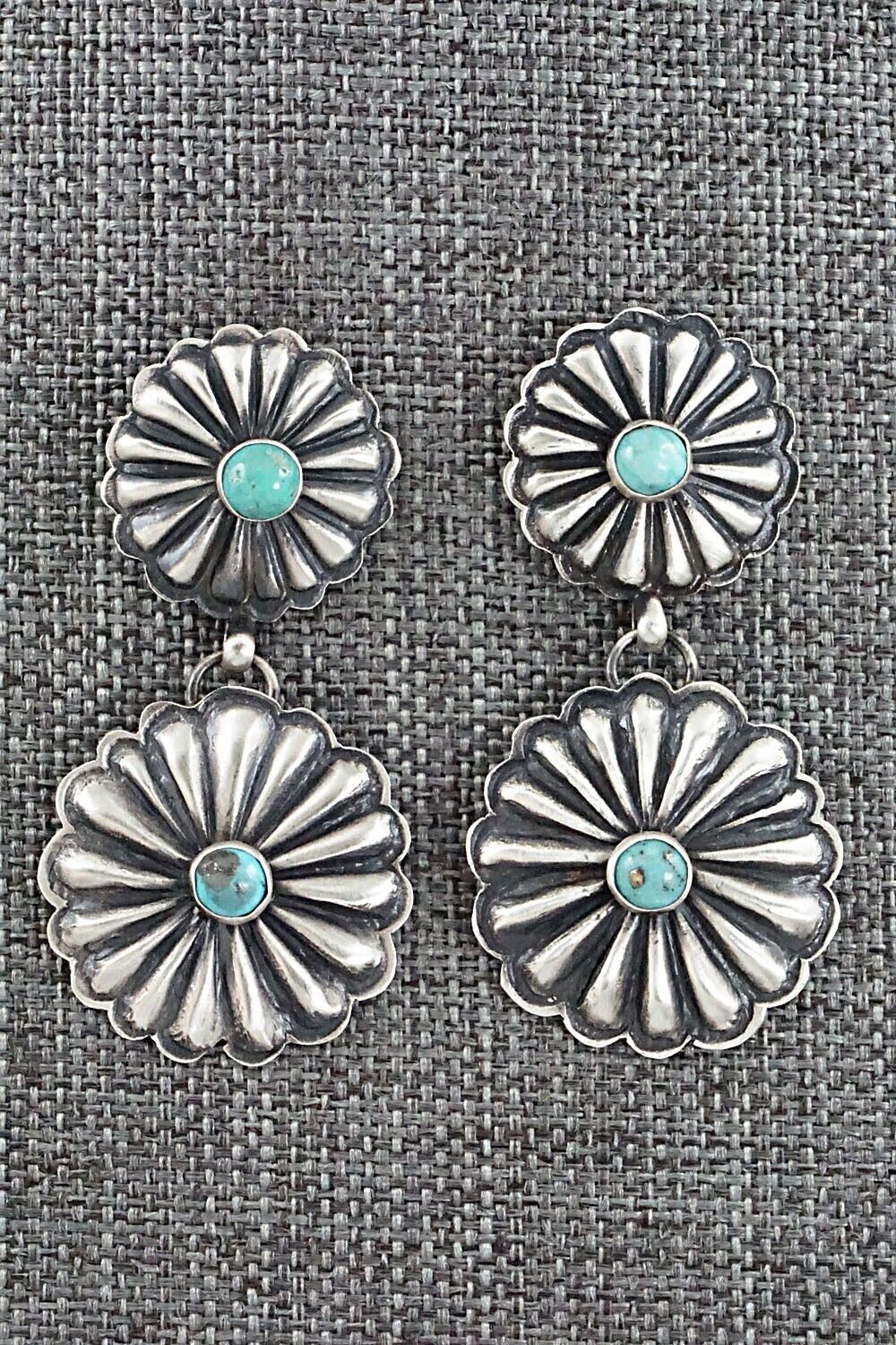 Turquoise and Sterling Silver Earrings - Eugene Charley