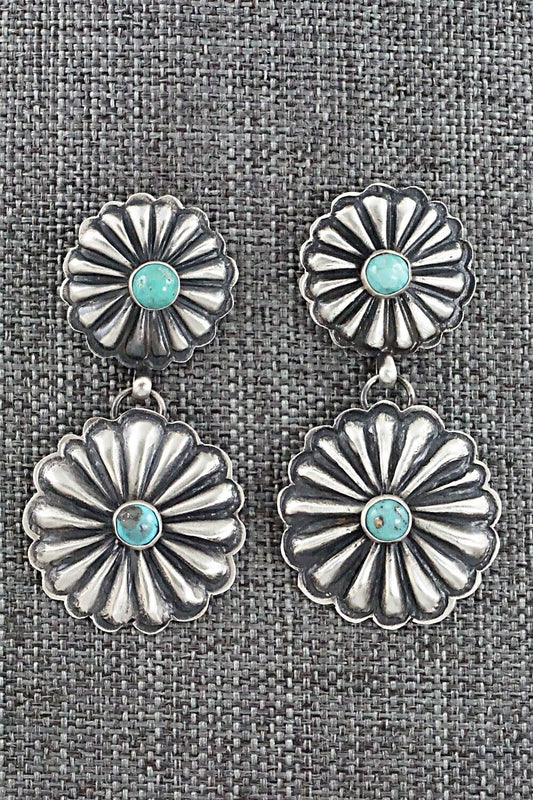 Turquoise and Sterling Silver Earrings - Eugene Charley