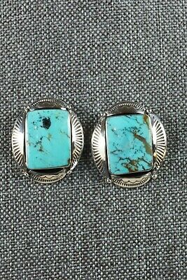 Navajo Turquoise and Sterling Silver Earrings - Sadie Jim - High Lonesome Trading