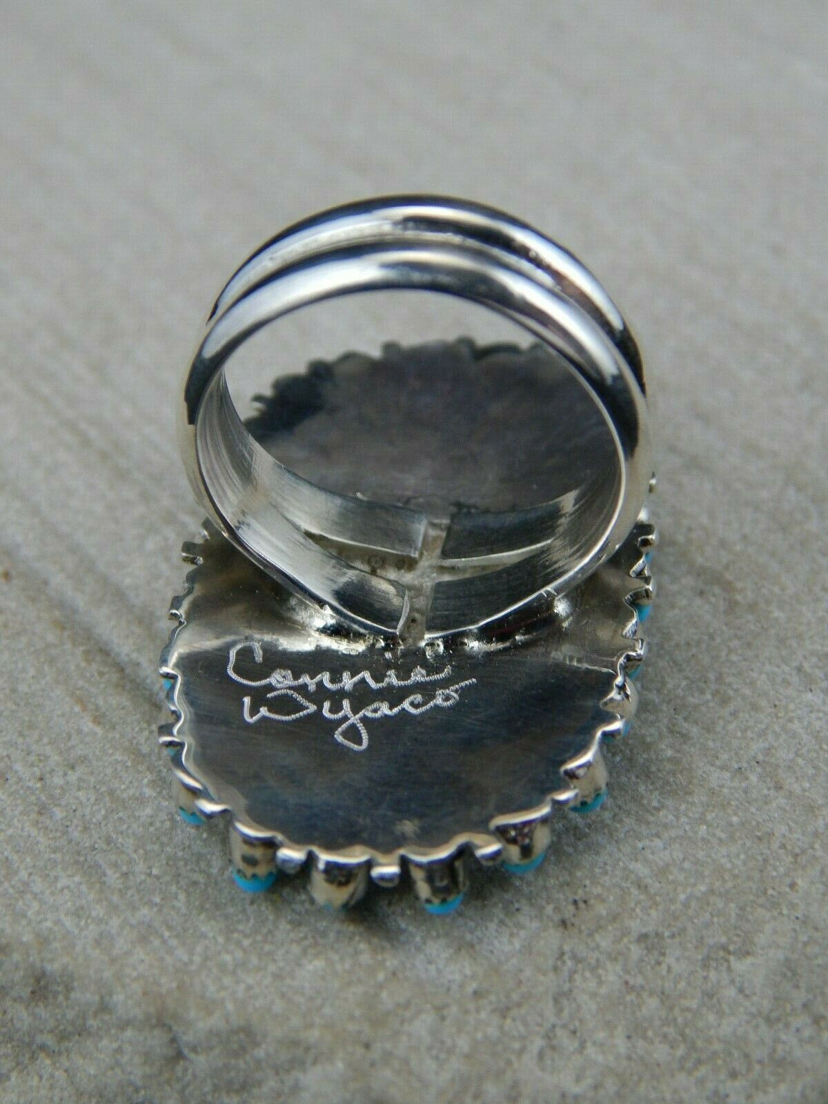 Zuni Turquoise & Sterling Silver Ring - Connie Wyaco - Size 6.5 - High Lonesome Trading