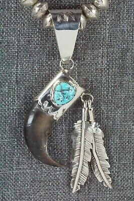 Turquoise, Sterling Silver Pendant & Navajo Pearl Necklace - Ernest Hawthorne