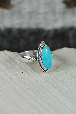 Navajo Turquoise and Sterling Silver Ring - Clarence Long - Size 5.75 - High Lonesome Trading