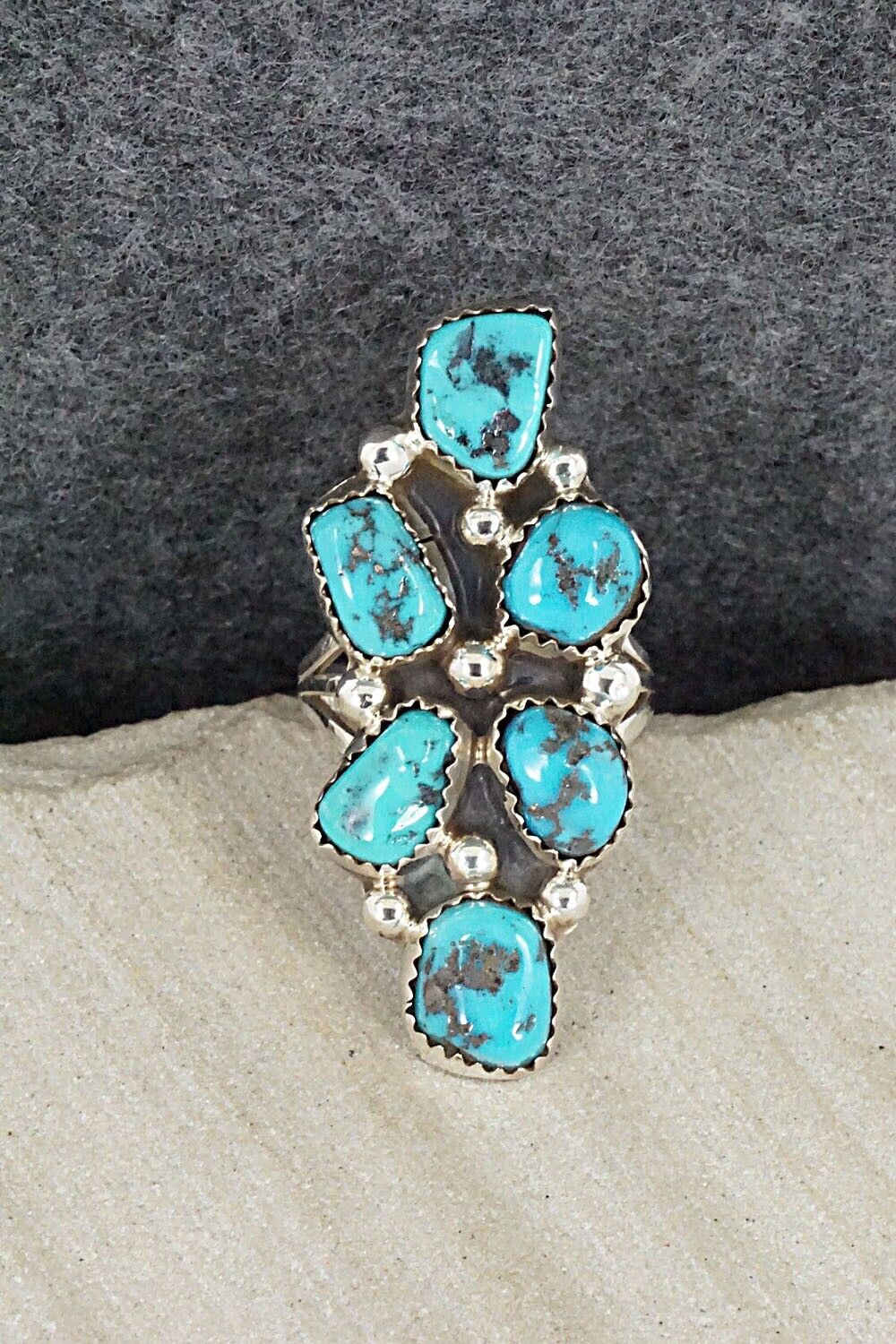 Turquoise Sterling Silver Ring - Roberta Begay - Size 7.5