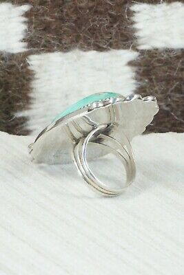 Turquoise and Sterling Silver Ring - Leslie Nez - Size 9