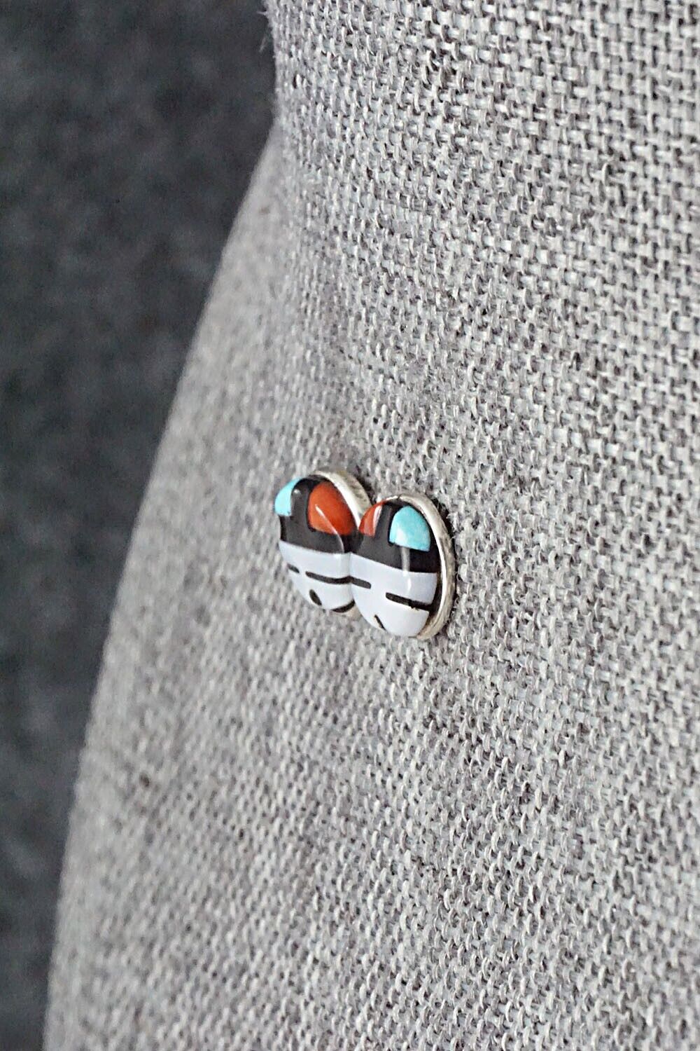 Multi Stone Inlay & Sterling Silver Earrings - Judith Homer