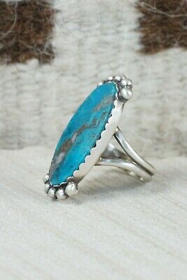Navajo Turquoise and Sterling Silver Ring - Selina Warner - Size 8.5