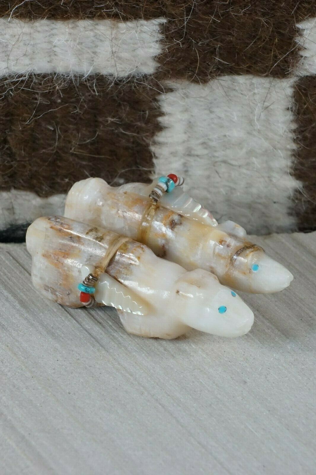 Mountain Lion and Wolf Zuni Fetish Carving - Peter Gasper - High Lonesome Trading