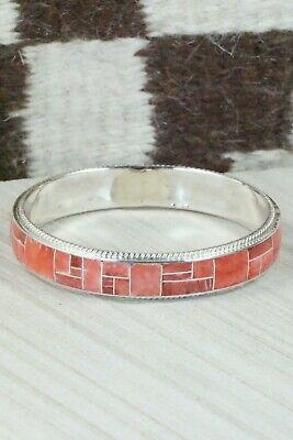 Spiny Oyster & Sterling Silver Bangle Bracelet - Ricky Booqua - High Lonesome Trading