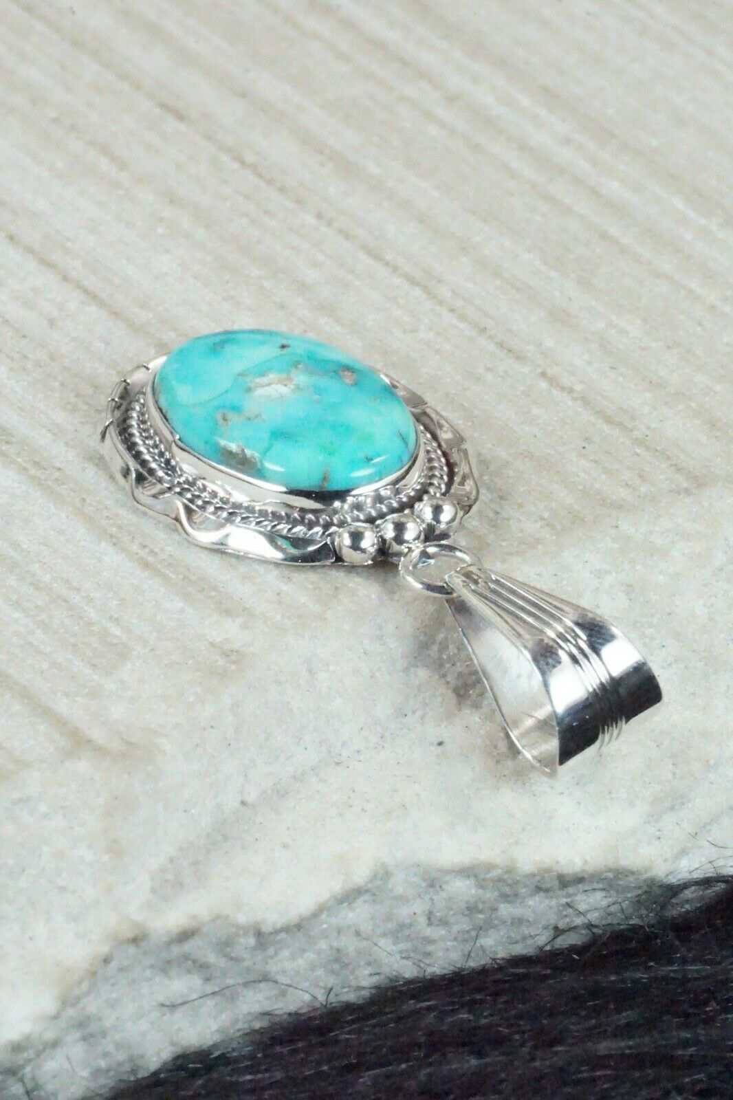 Turquoise and Sterling Silver Pendant - Samuel Yellowhair