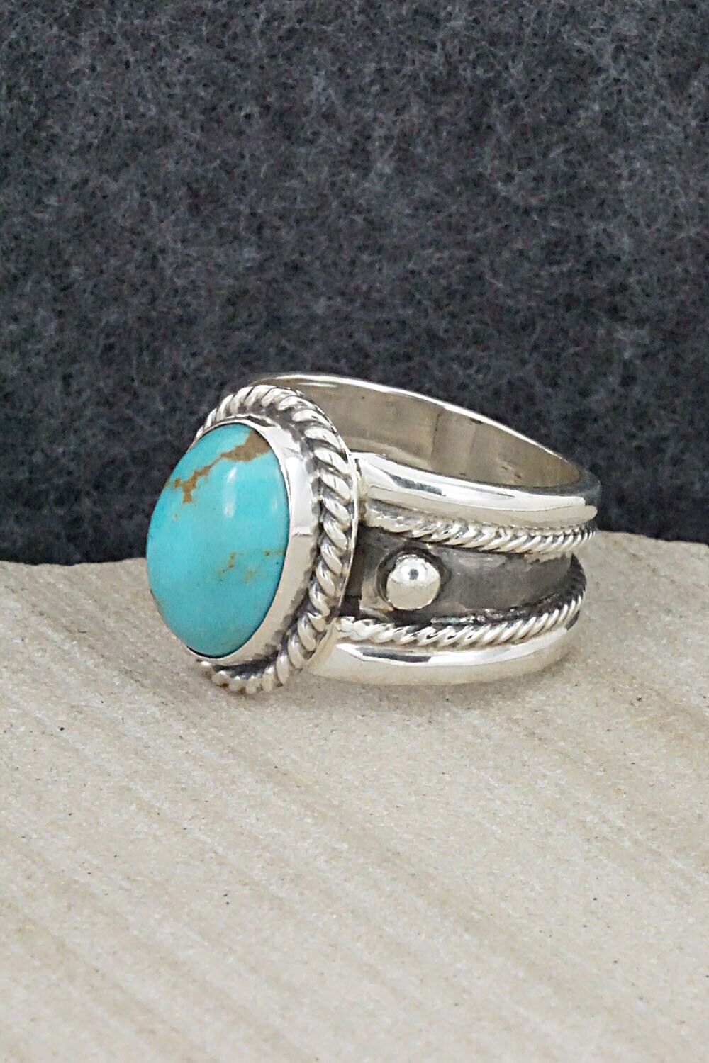 Turquoise & Sterling Silver Ring - Thomas Yazzie - Size 8.5
