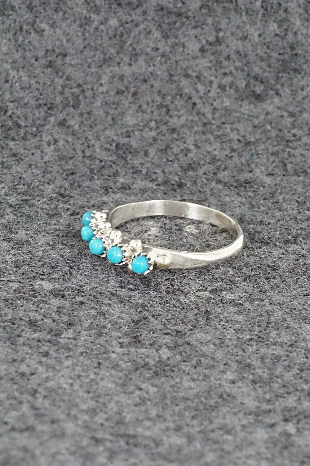 Turquoise & Sterling Silver Ring - April Haloo - Size 5.5