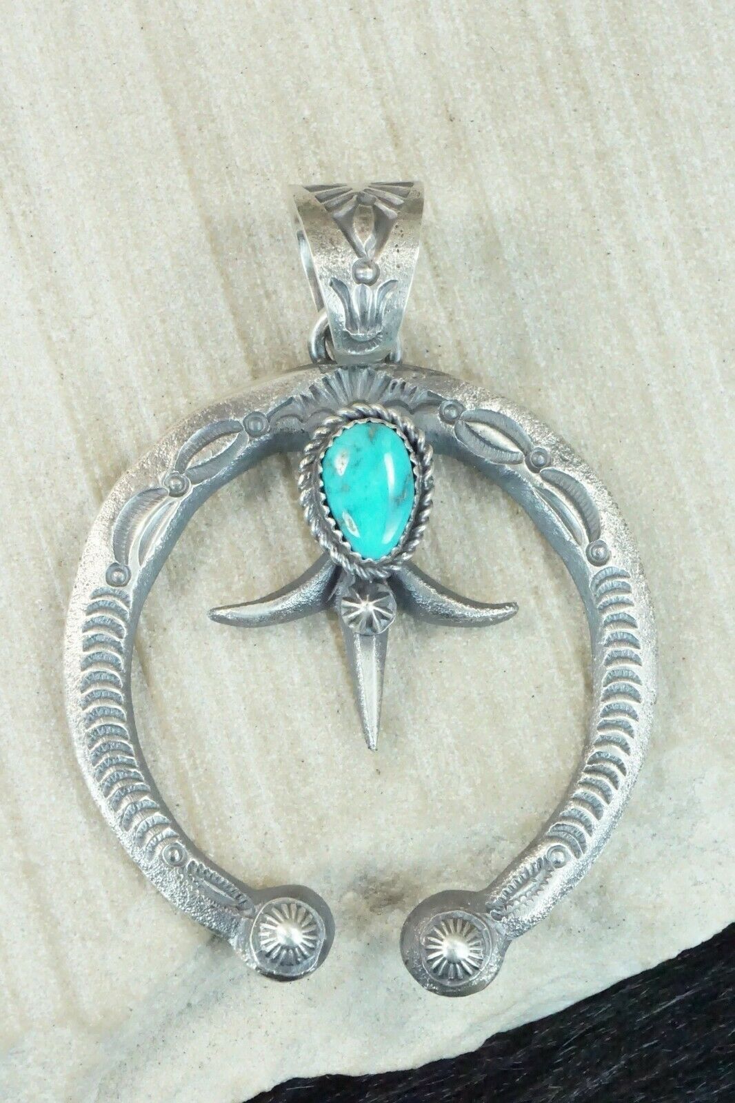 Turquoise and Sterling Silver Pendant - Eva & Linberg Billah - High Lonesome Trading