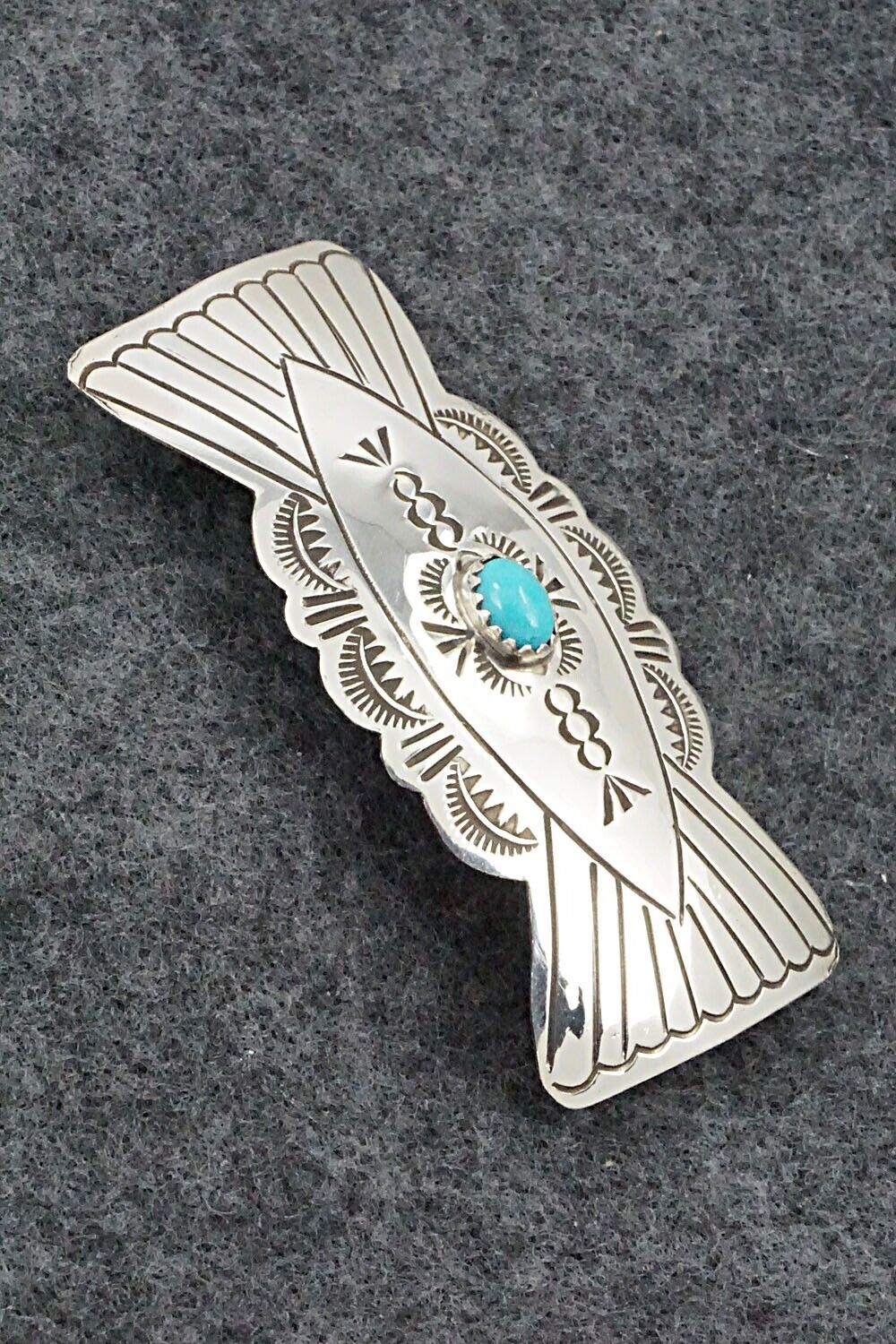 Turquoise & Sterling Silver Hair Barrette - Arlene Soce