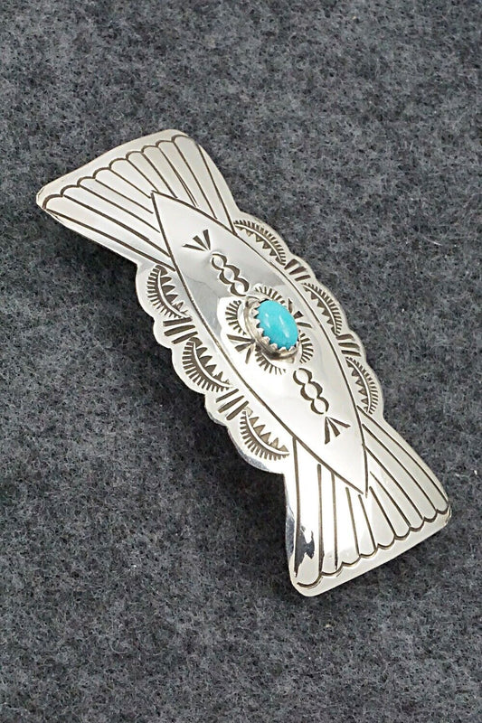 Turquoise & Sterling Silver Hair Barrette - Arlene Soce