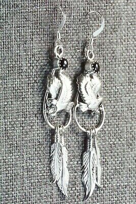 Onyx & Sterling Silver Earrings - Adelarae Yazzie
