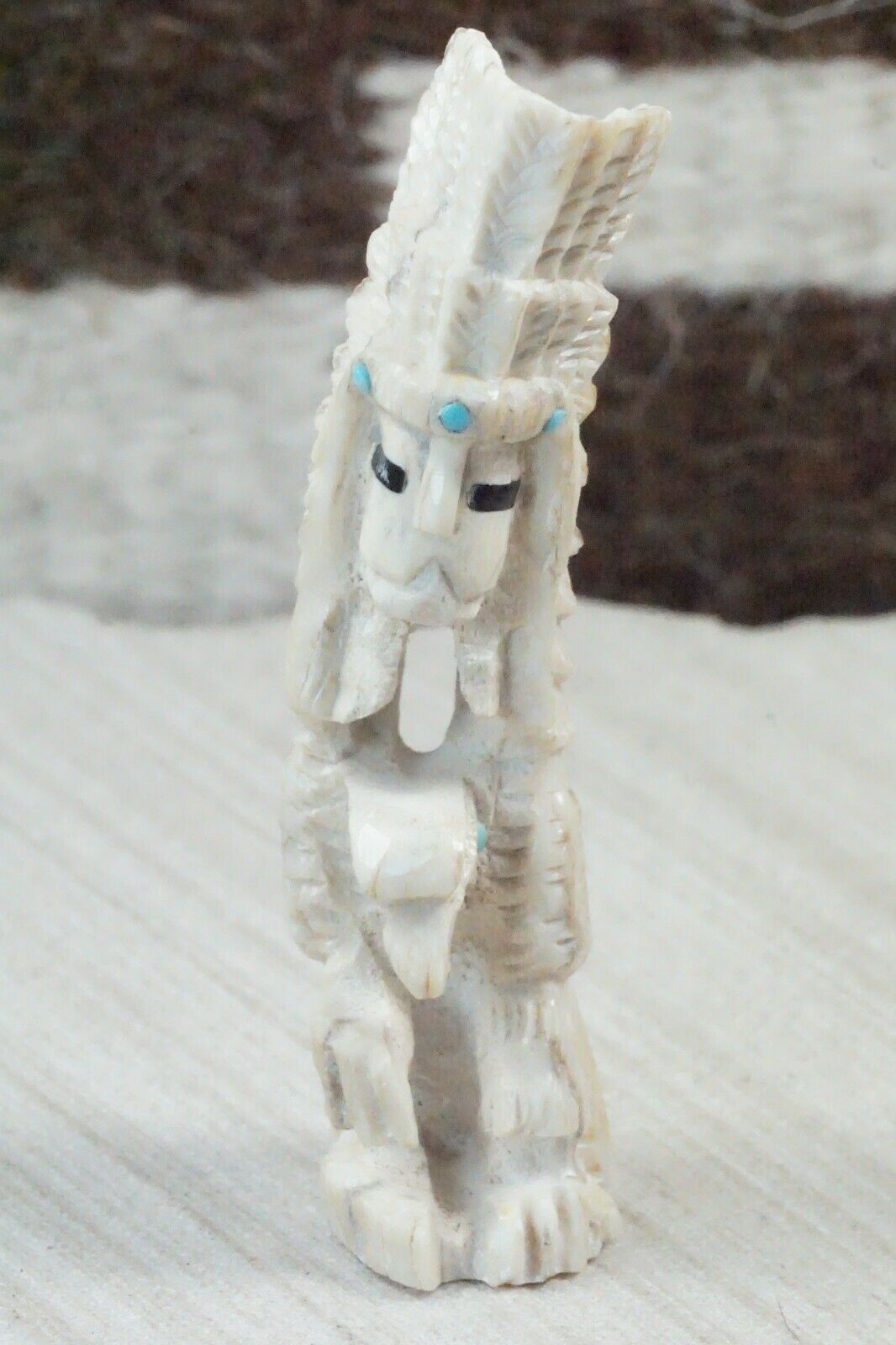 Chief & Eagle Zuni Fetish Carving - Jerrold Lahaleon
