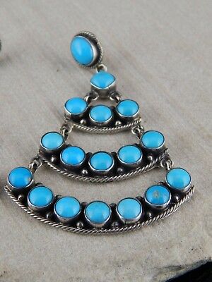 Navajo Turquoise & Sterling Silver Earrings  - P. Johnson - High Lonesome Trading