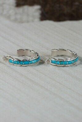 Zuni Turquoise & Sterling Silver Earrings - Sheldon Lalio - High Lonesome Trading