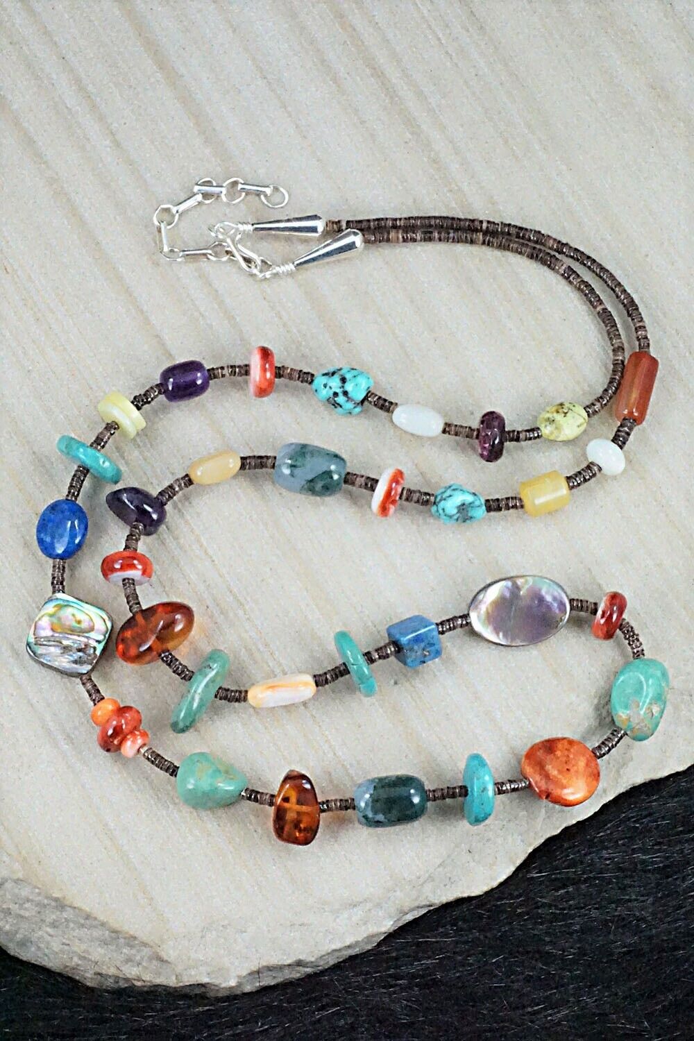 Multi Stone and Sterling Silver Necklace - Helen Tsosie