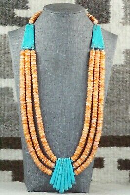 Turquoise & Spiny Oyster Necklace - Lupe Lovato