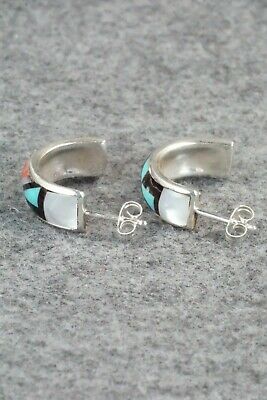 Multi Stone Inlay & Sterling Silver Earrings - Delberta Boone