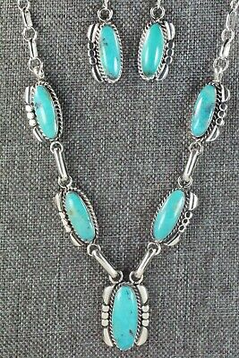 Navajo Turquoise & Sterling Silver Necklace and Earrings - Verley Betone