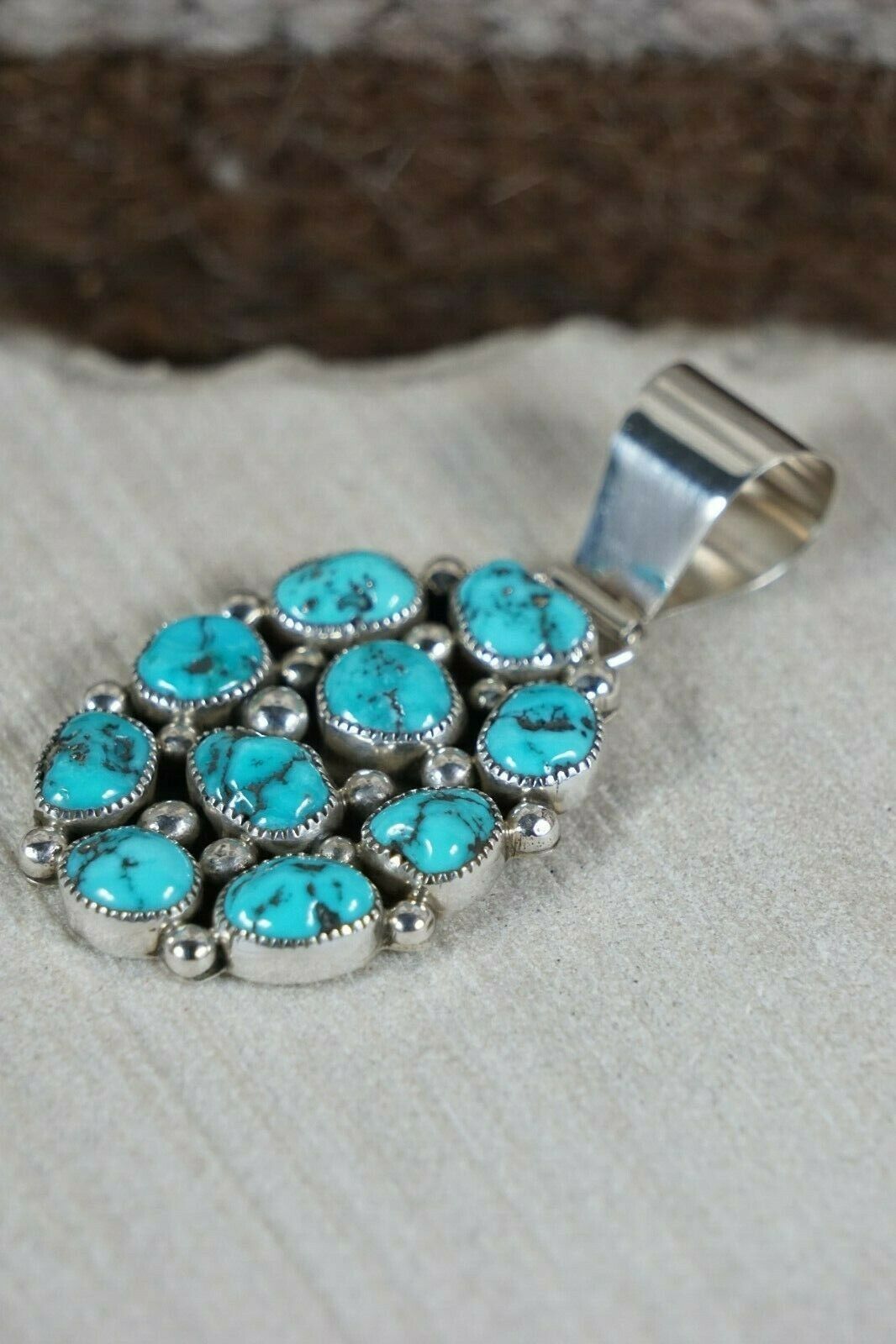 Navajo Turquoise and Sterling Silver Pendant - Kenneth Jone - High Lonesome Trading