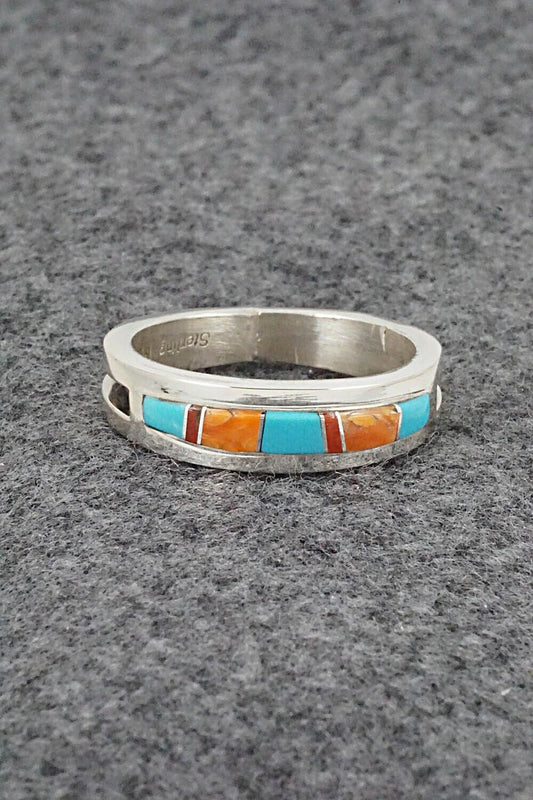 Multi-Stone & Sterling Silver Inlay Ring - Wilbert Muskett Jr. - Size 12