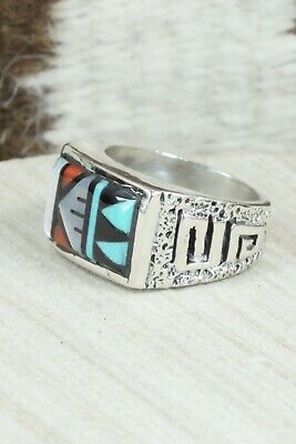 Turquoise & Sterling Silver Ring - Leslie & Gladys Lamy - Size 11
