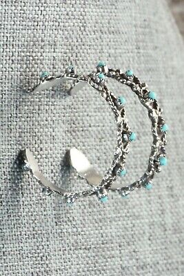 Turquoise & Sterling Silver Hoop Earrings - Georgiann Chavez