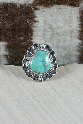 Navajo Turquoise and Sterling Silver Ring - Samuel Yellowhair - Size 8