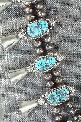 Turquoise & Sterling Silver Squash Blossom and Earrings - Vernon Johnson