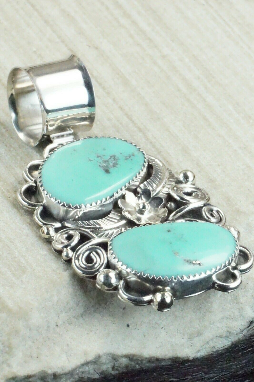 Turquoise and Sterling Silver Pendant - Shirley Largo