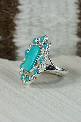 Navajo Turquoise and Sterling Silver Ring - Roberta Begay - Size 8.75