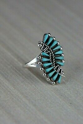 Zuni Turquoise and Sterling Silver Ring - Zigmond Peina - Size 8.5 - High Lonesome Trading