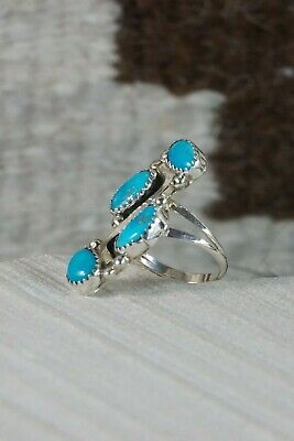 Navajo 4 Stone Turquoise and Sterling Silver Ring - Roberta Begay - 7 - High Lonesome Trading