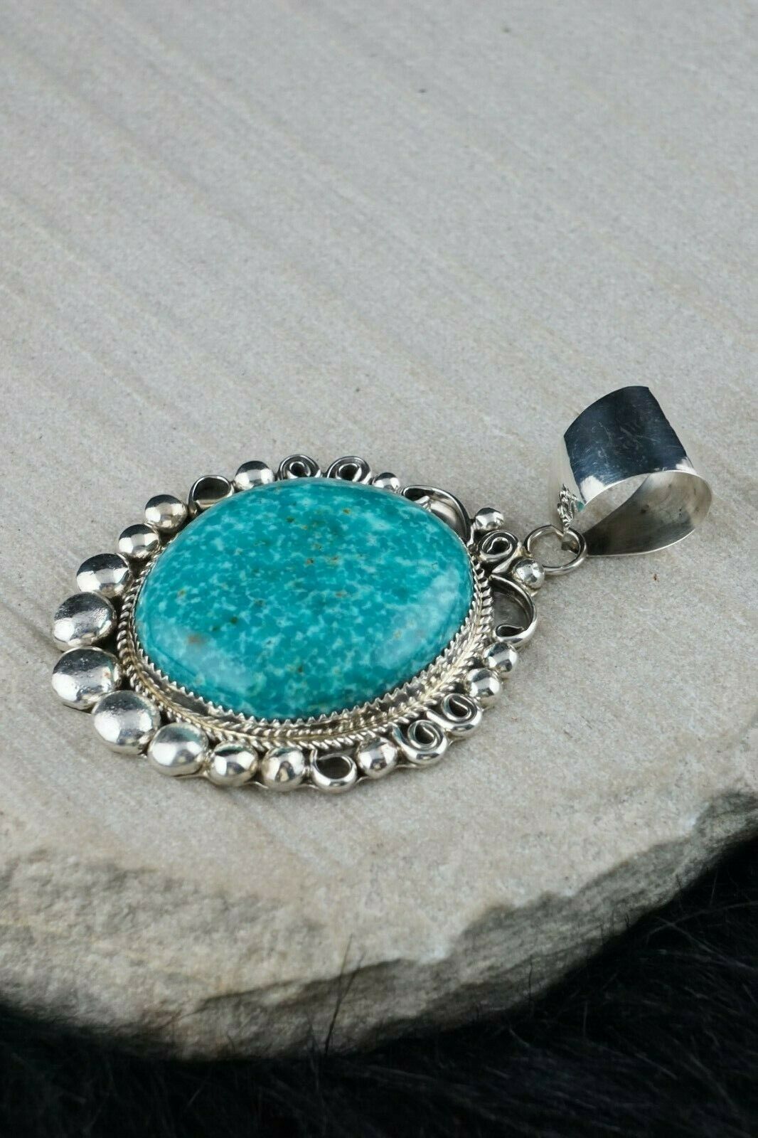 Turquoise and Sterling Silver Pendant - Leslie Nez - Navajo - High Lonesome Trading