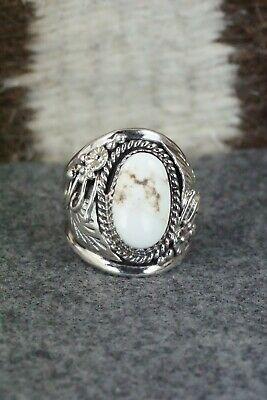 White Buffalo & Sterling Silver Ring - Leonard Spencer - Size 9.5 - High Lonesome Trading