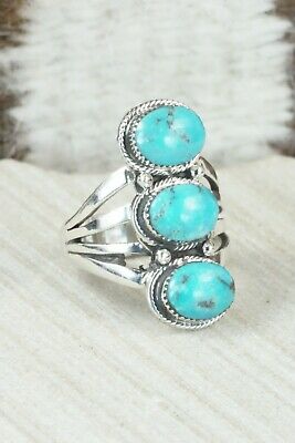 Turquoise & Sterling Silver Ring - Sheena Jack - Size 8
