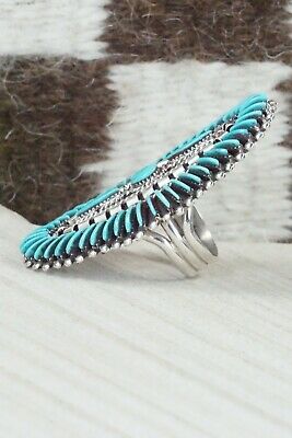 Turquoise & Sterling Silver Ring - Edmund Cooeyate - Size 7.25
