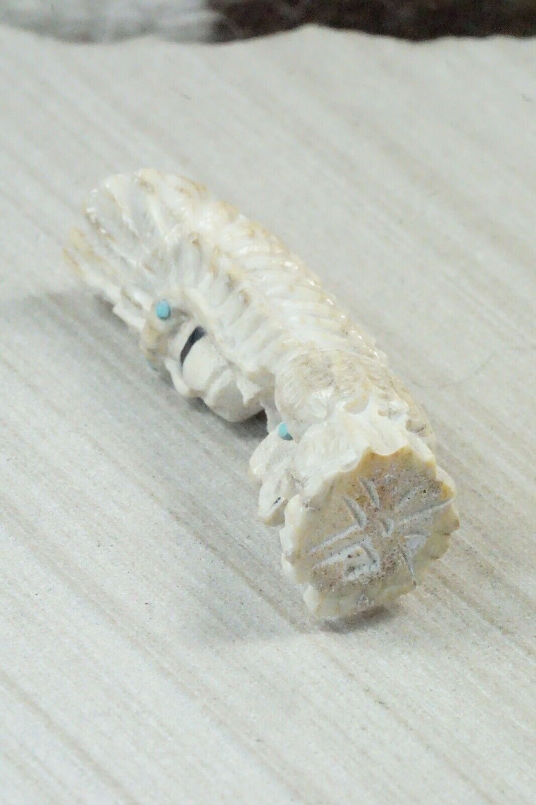 Chief & Eagle Zuni Fetish Carving - Jerrold Lahaleon