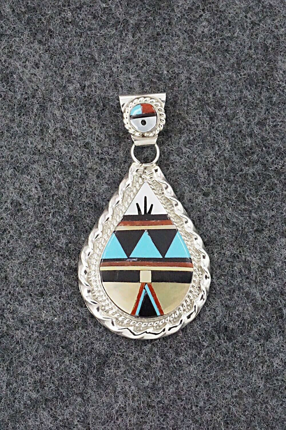 Multi Stone & Sterling Silver Pendant - Lynette Yuselew