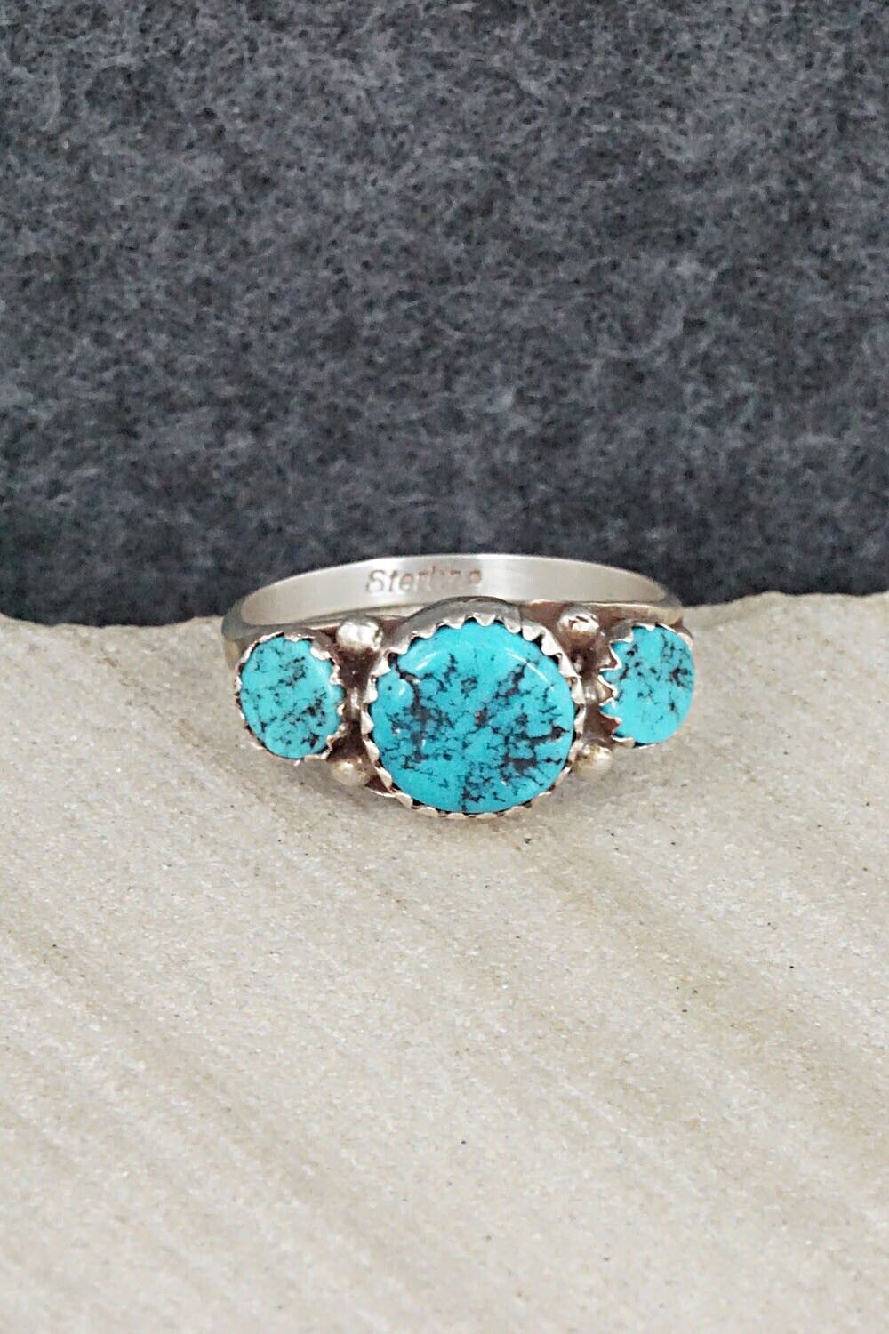 Turquoise & Sterling Silver Ring - Freda Martinez - Size 7.75