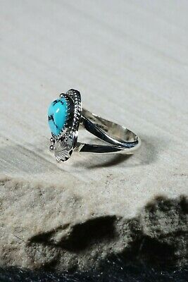 Navajo Turquoise and Sterling Silver Ring - Roberta Begay - Size 7 - High Lonesome Trading