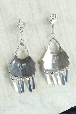 Turquoise, Coral & Sterling Silver Earrings - Edmund Cooeyate