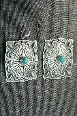 Navajo Turquoise & Sterling Silver Earrings - Harold Joe