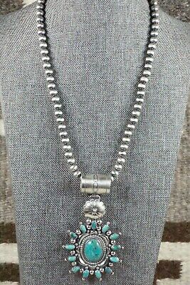 Turquoise Pendant & Sterling Silver Necklace - Tom Lewis